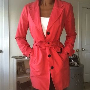 MANGO Coral Cotton Short Trenchcoat
